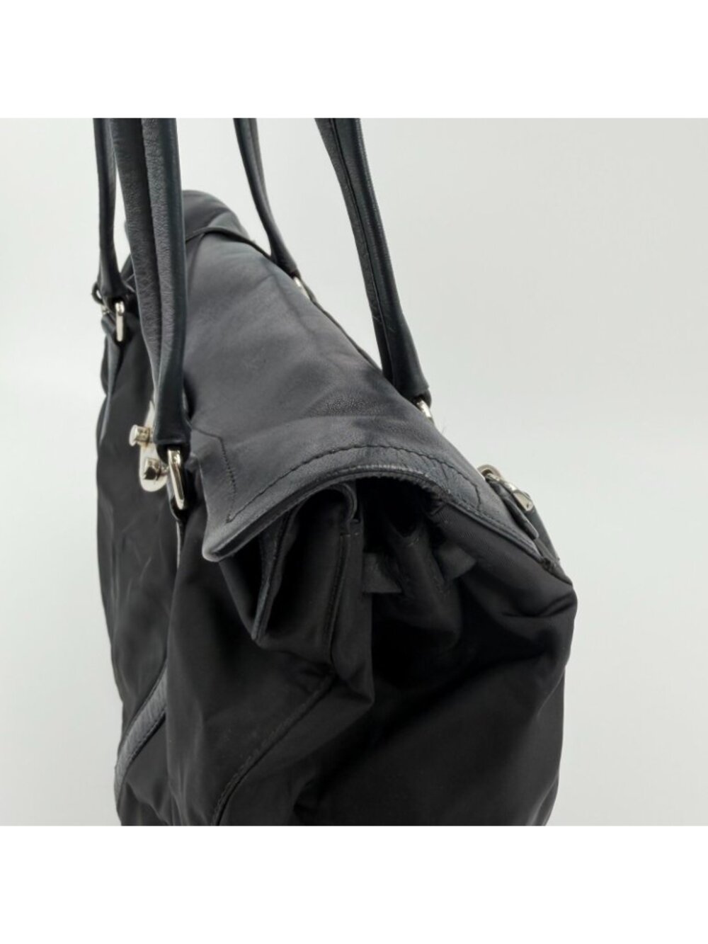 Prada Pocono Tote Black Nylon Leather Vintage - Picture 6 of 15